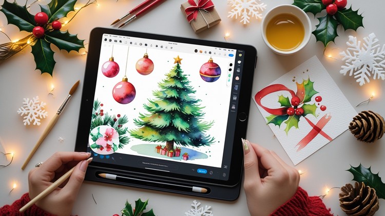 From Procreate to Canva:Designing Watercolor Christmas Cards