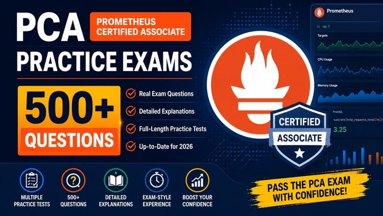PCA Prometheus Practice Exam | 500+ Questions | 6 Full Tests